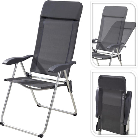 Campingstoel grijs 69x58x111cm