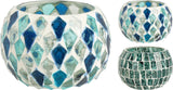 Home styling theelichthouder blauw mozaïek 9x9x6cm