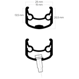 Ryde velg andra 30 28 622 x 19c aluminium - 36 gaats 14g - zwart geslepen