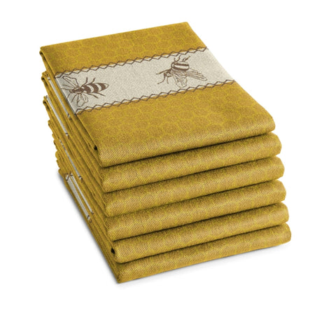 Ddddd theedoek bees 60x65cm yellow per 6 stuks