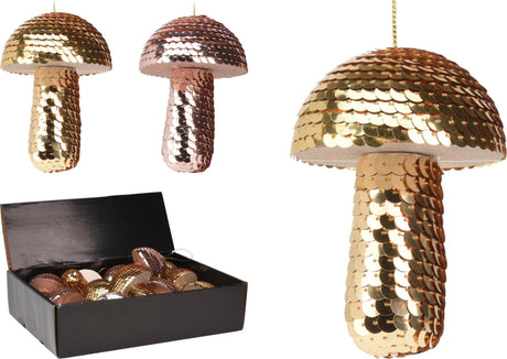 Home styling kersthanger paddenstoel pailletten 8x8x11cm
