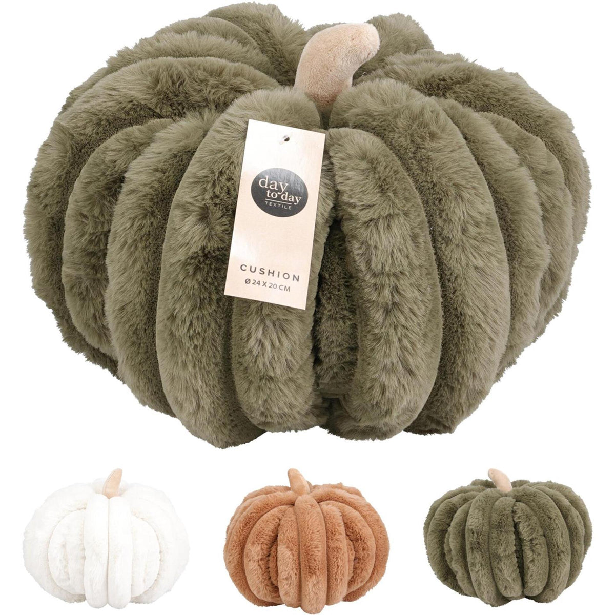 Home styling kussen pompoen 24x20cm 3ass