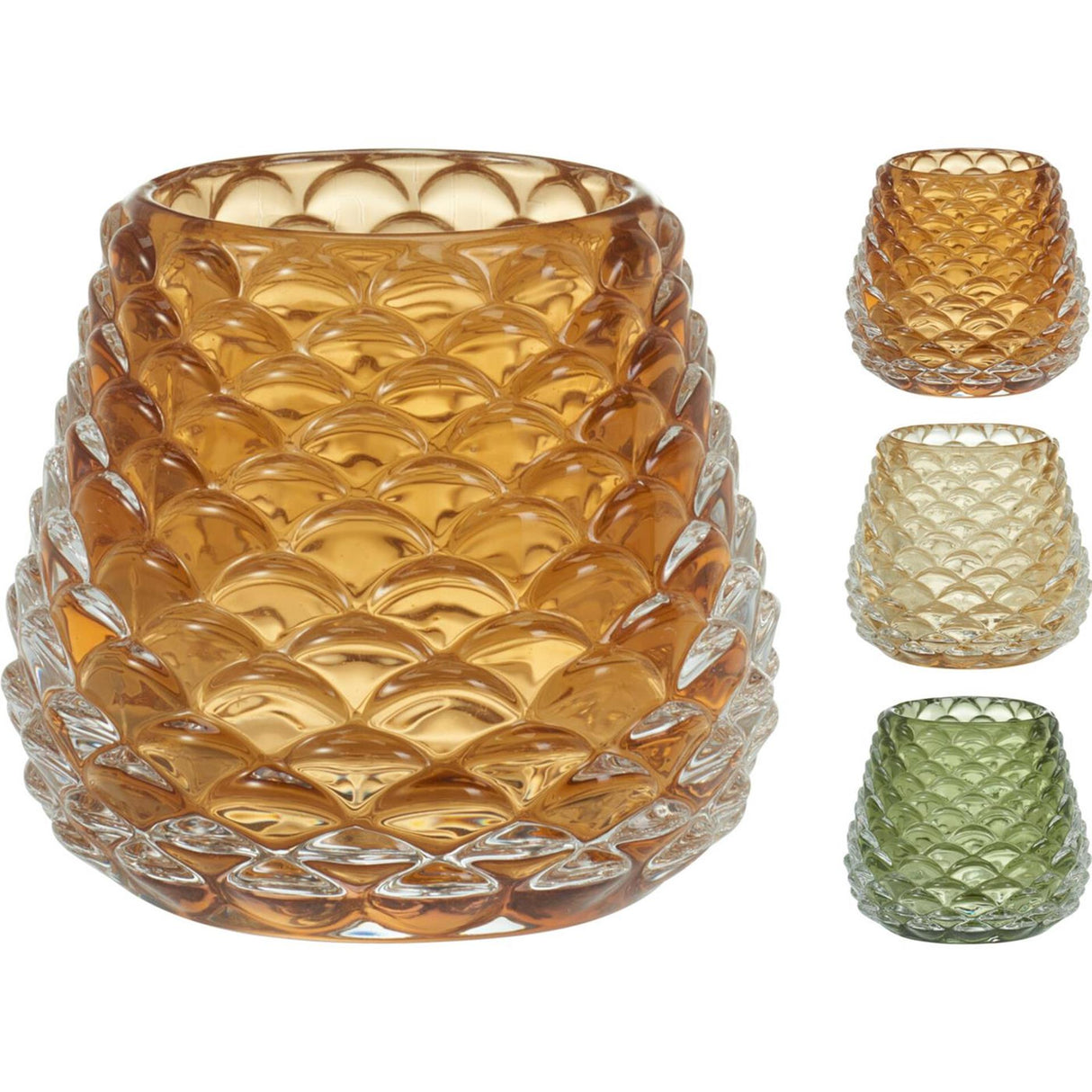 Home styling theelichthouder glas 6,5cm 3ass