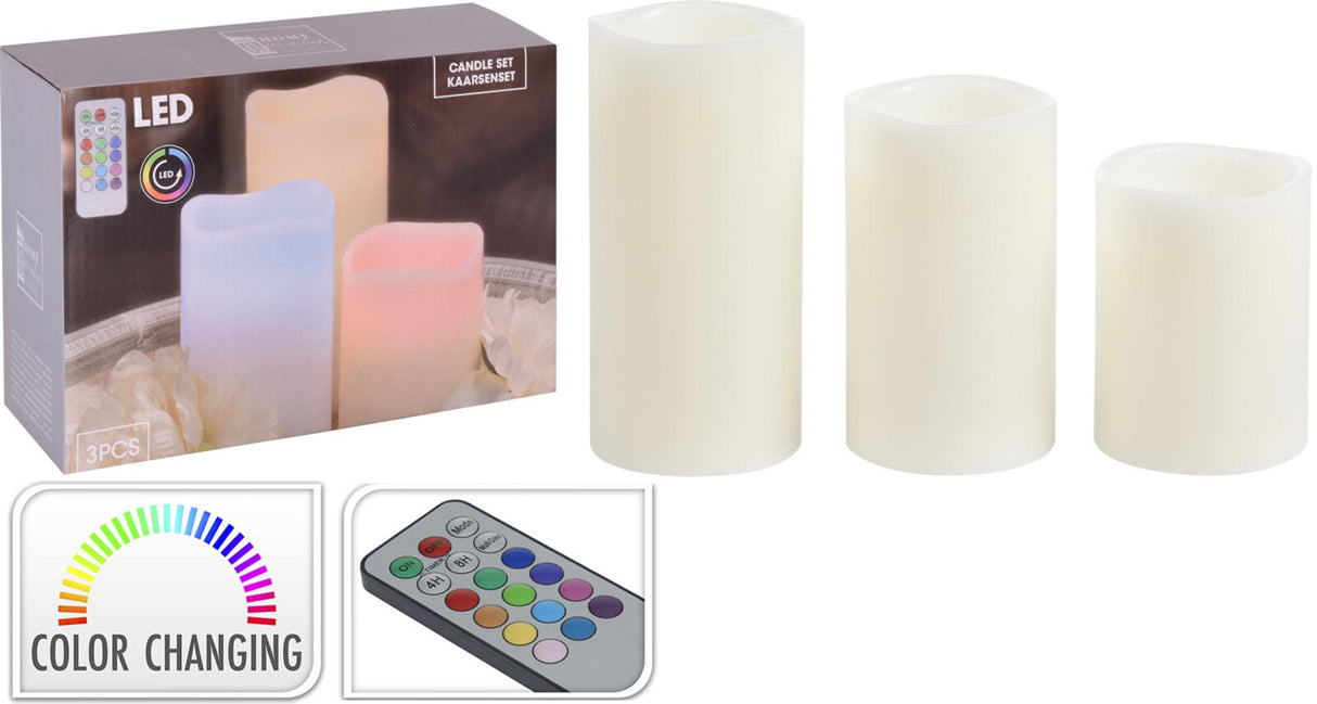Home styling kaars led set a 3 stuks