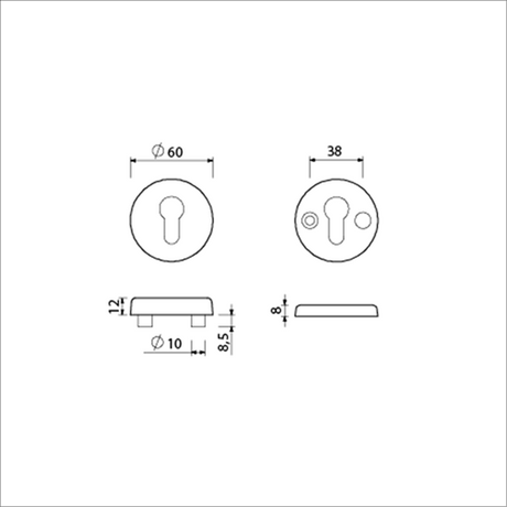 Ami veiligheidsbeslag rozet rond profielcilinder f1 deurdikte 38 42 mm - 816121
