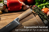 Arbaer santoku koksmes 18,5 cm damascus staal olijfhouten handvat japans