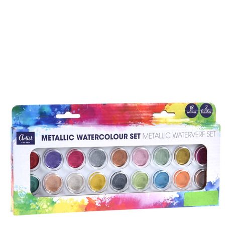 Artist waterverfset metallic 18 kleuren
