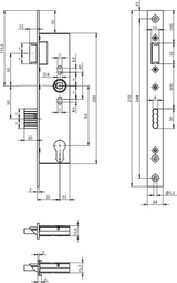 Assa abloy n1500 deurslot | dm40mm | pc 92mm | krukgat 8mm | voorplaat rvs 24x270mm rechthoekig | zamac vernikkelde dagschoot | dr 1+3 2+4 - 10049531