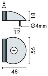 Assa abloy rvs deurstopper | halfmaan vloerdeurstop | ø56 x 48 x 18mm | rubber 8mm | lengte: 48 mm - p000238189-001-001