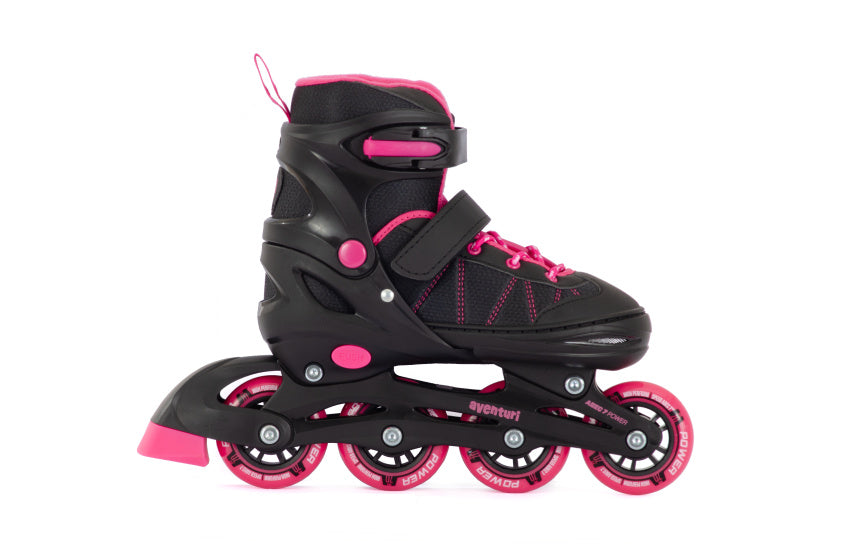 Aventuri verstelbare inline skates semi-softboot zwart roze maat 38-41 (l)