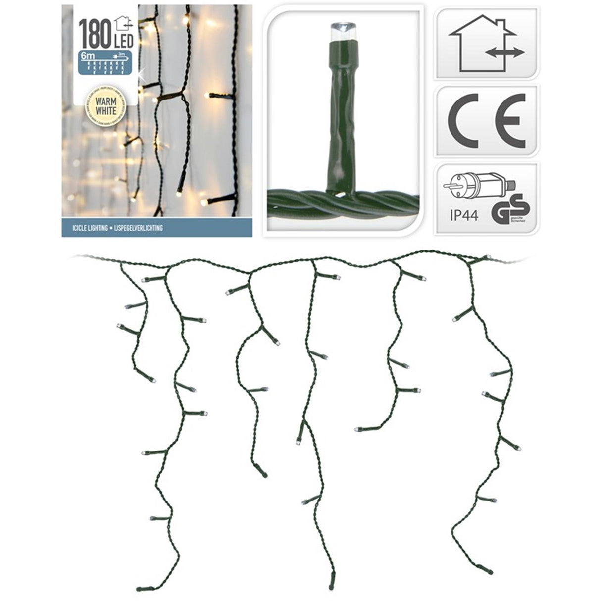 Home styling kerst ijspegelverlichting 180 leds binnen buiten ip44 6m