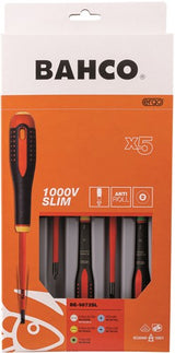 Bahco schroevendraaierset ergo™ | geïsoleerd | vde | driecomponentengreep | smal blad | gleuf- | pozidriv- en torx® - 5-delig - be-9872sl