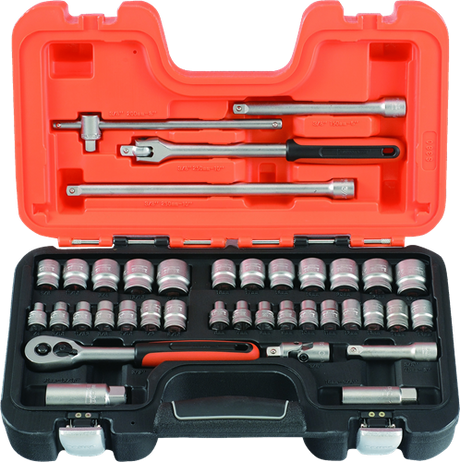 Bahco doppenset 3 8 | omkeerbare ratel | zeskant | metrisch en inch-maten - 38-delig - koffer - s380