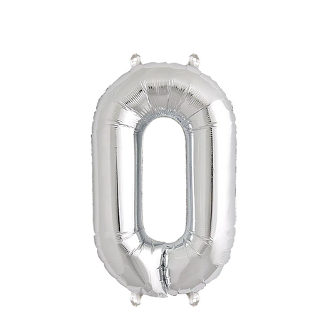Ballon folie cijfer 0 zilver 35cm