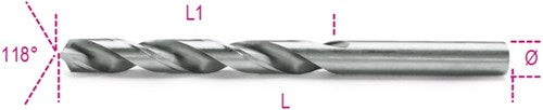 Beta spiraalboren, korte uitvoering hss volledig geslepen glimmende afwerking 412 4,00 - 004120076
