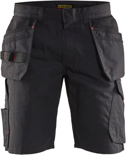 Blåkläder service short met spijkerzakken 14941330 | zwart rood | maat 48 - 7330509689035