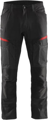 Blåkläder service werkbroek met stretch 14561845 | zwart rood | maat 52 - 7330509651513