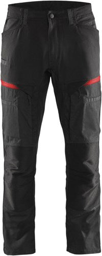 Blåkläder service werkbroek met stretch 14561845 | zwart rood | maat 62 - 7330509651568