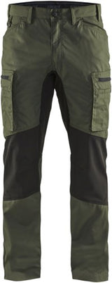 Blåkläder service werkbroek met stretch 14591845 | army groen zwart | maat 56 - 7330509497920