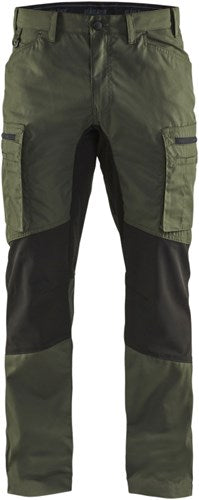 Blåkläder service werkbroek met stretch 14591845 | army groen zwart | maat 58 - 7330509497937