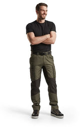 Blåkläder service werkbroek met stretch 14591845 | army groen zwart | maat 62 - 7330509497951