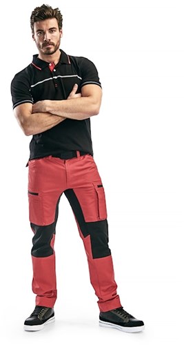 Blåkläder service werkbroek met stretch 14591845 | rood zwart | maat 58 - 7330509498149