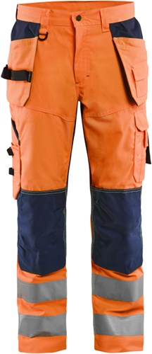 Blåkläder werkbroek high-vis met ventilatie 15651811 | high vis oranje marineblauw | maat 60 - 7330509673287