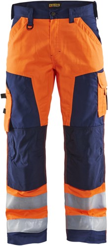 Blåkläder werkbroek high-vis zonder spijkerzakken 15661811 | high vis oranje marineblauw | maat 50 - 7330509413456