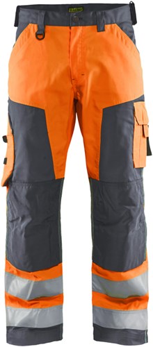 Blåkläder werkbroek high-vis zonder spijkerzakken 15661811 | high vis oranje medium grijs | maat 52 - 7330509746875