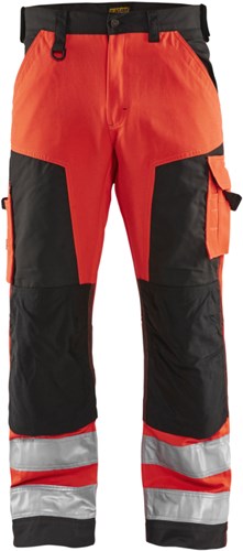 Blåkläder werkbroek high-vis zonder spijkerzakken 15661811 | high vis rood zwart | maat 56 - 7330509413739