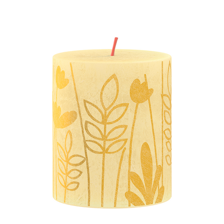Bolsius silhouette stompkaars botergeel met print 8x6,8 cm