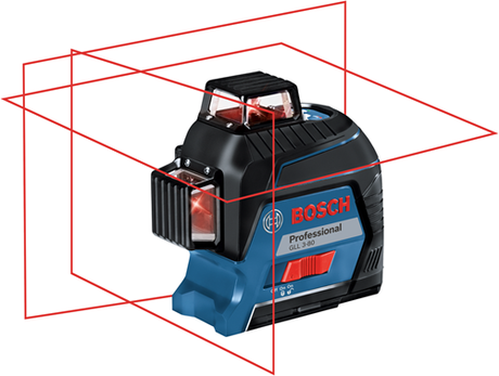Bosch blauw lijnlaser gll 3-80 4 x aa batterijen + richtplaat + etui