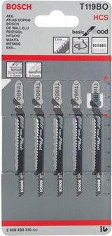 Bosch accessoires 5x basic voor hout decoupeerzaagblad t119bo - 2608630310