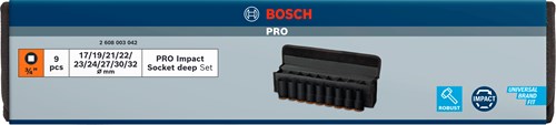 Bosch accessoires bosch professional pro impact krachtdoppenset lang 3 4 9-delig - 2608003042