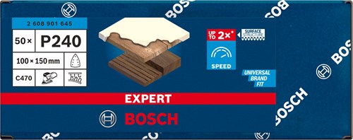 Bosch accessoires bosch accessories 2608901645 schuurpapier voor multischuurmachine korrelgrootte (num) 240 (l x b) 150 mm x 100 mm 50 st