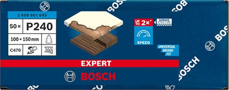 Bosch accessoires bosch accessories 2608901645 schuurpapier voor multischuurmachine korrelgrootte (num) 240 (l x b) 150 mm x 100 mm 50 st