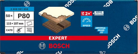 Bosch accessoires expert c470 schuurpapier 115 x 107 mm, k 80, 50-delig - 2608901656