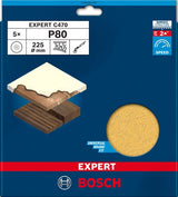 Bosch accessoires bosch accessories 2608901672 schuurpapier voor wand- en plafondschuurmachine korrelgrootte (num) 80 (ø) 225 mm 5 stuk(s