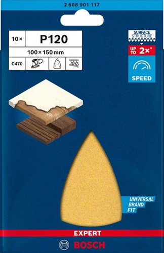 Bosch accessoires expert c470 schuurpapier voor deltaschuurmachines 100 x 150 mm, k120 10-delig - 1 stuk(s) - 2608901117