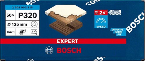 Bosch accessoires expert c470 schuurpapier voor excenterschuurmachines 125 mm, 8 gaten, k320 50-delig - 1 stuk(s) - 2608900915