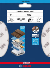 Bosch accessoires expert schuurvel web w480 115 x 140 mm, g180, 2x - 2608902382
