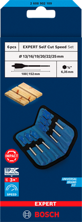 Bosch blauw bosch accessoires expert speedborenset self cut speed | 6-delig | 13, 16, 19, 20, 22, 25 mm - 2608902109