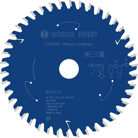 Bosch accessoires expert wood cordless cirkelzaagblad | 140 x 1,8 1,3 x 20 mm | t42 - 2608902140