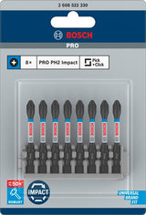 Bosch accessoires schroefbit impact control ph2, 50 mm 8x - 2608522330