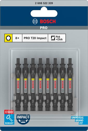 Bosch accessoires impact dubbel bit 65mm, 8xt20