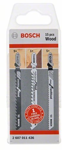 Bosch accessoires set decoupeerzagen voor hout | 15 stuks - 2607011436