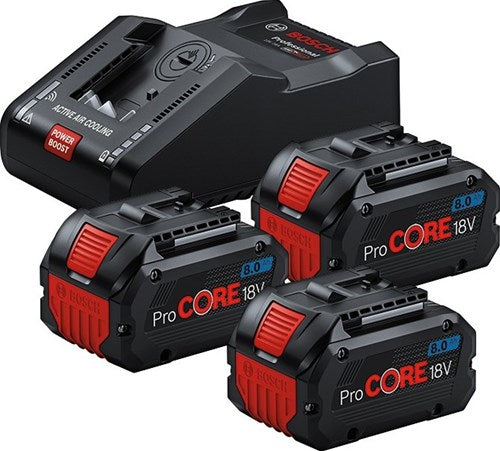 Bosch blauw 3 x procore18v 8.0ah + 1 x gal 18v-160 | accuset - 0615a5004y