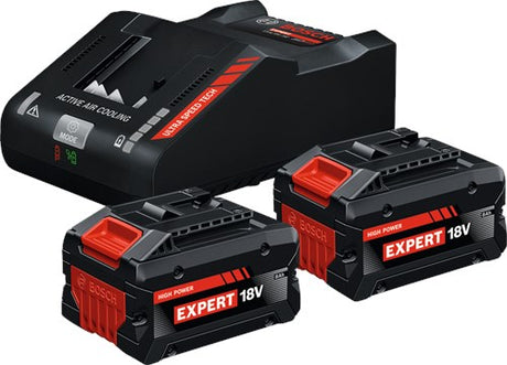 Bosch blauw accu starterset exba18v-80 160 | 2x 8.0ah exba18v-80 accu + lader exal18v-160 - 1600a0373t