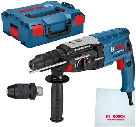 Bosch blauw bosch professional gbh 2-28 f boorhamer (diepteaanslag 210 mm, handgreep, snelspanboorhouder 13 mm, wisselboorhouder sds-plus)