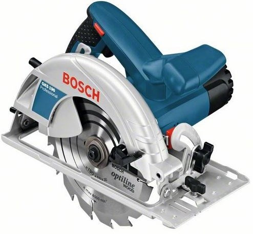 Bosch blauw cirkelzaagmachine gks 190 (afzuigadapter, hm-zaagblad 190 mm ø, inbusstiftsleutel sw 5, parallelgeleider)